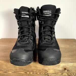 Original SWAT Tactical Boots Womens 4.5 Black 9" Side Zip Leather Nylon Combat